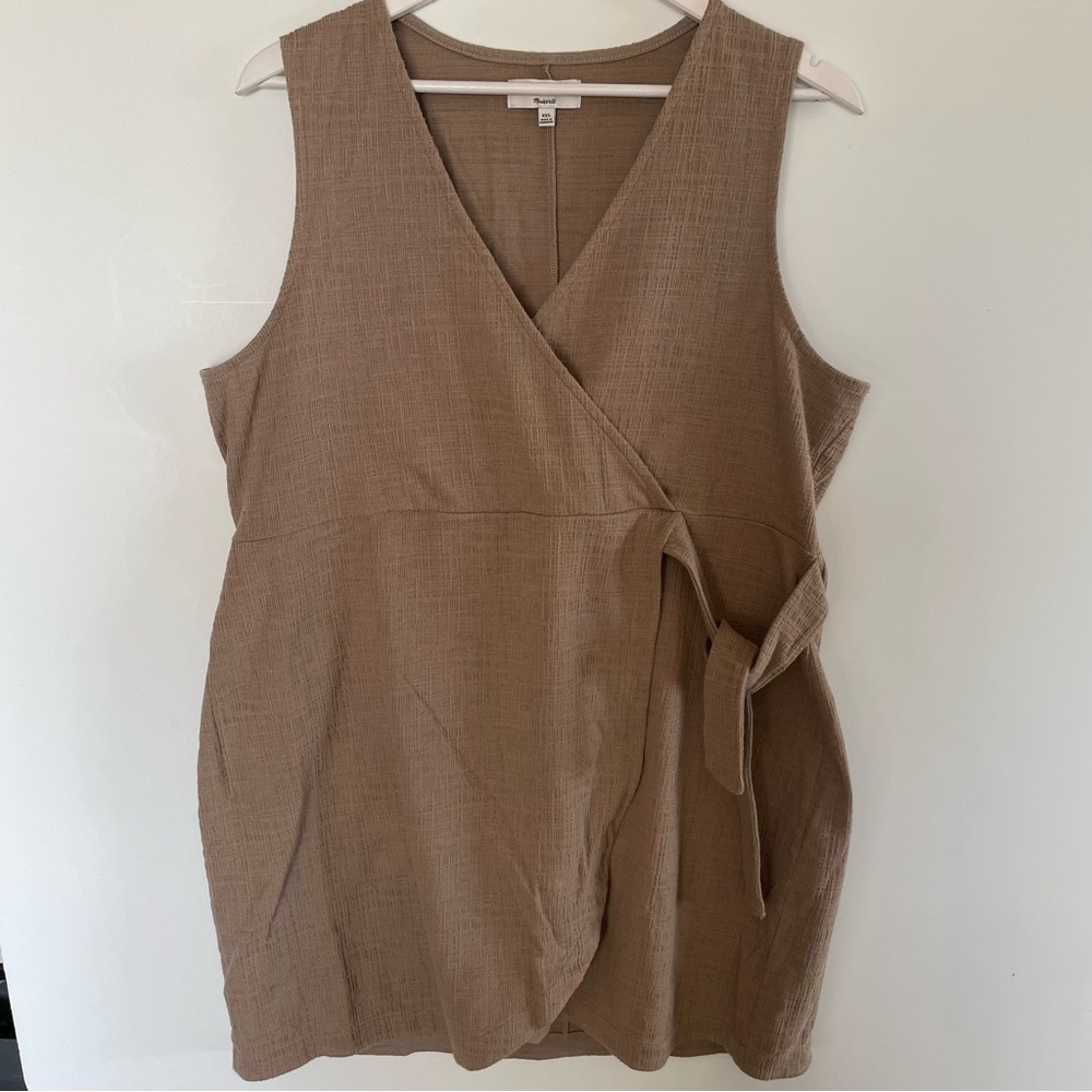 Madewell Textured & Thread Sleeveless Crosshatch Side Tie Dress SZ XXL